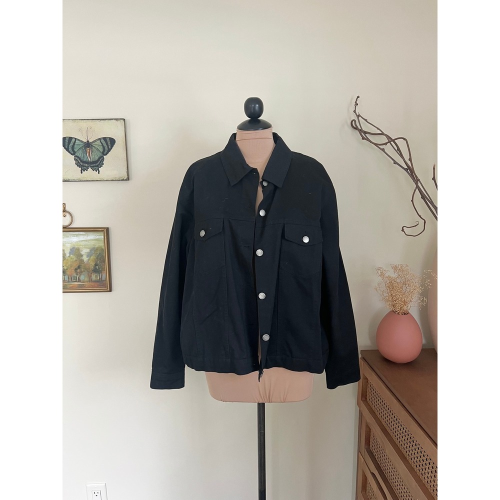 Vintage Agapo Black Denim Patchwork Boho Jacket - Picture 2 of 6